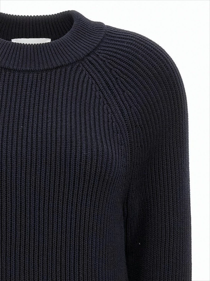 Ami Ribbed Knit Sweater With Crew Neckline