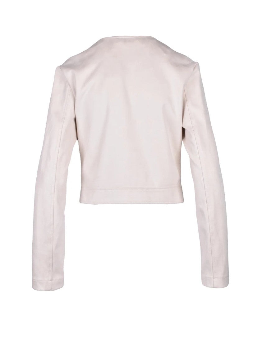 Guess Cropped Biker Jacket In Soft Faux Suede With Zip Closure