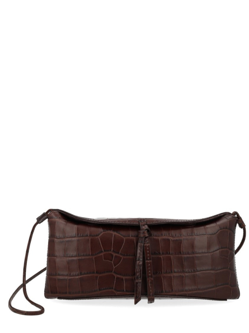 Staud Neutrals Eve Crocodile Texture Pochette