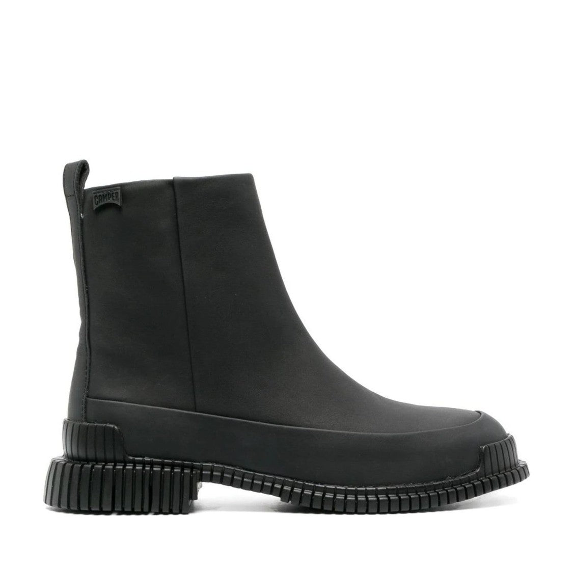Camper Black Pix Minimalist Flat Rubber Sole Leather Ankle Boots