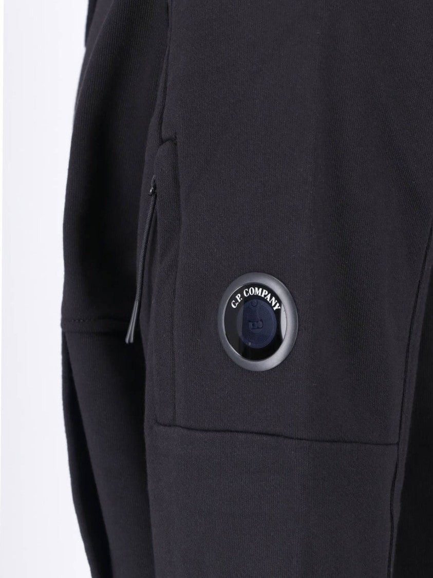 C.P. Company Black Cotton Logo Hoodie
