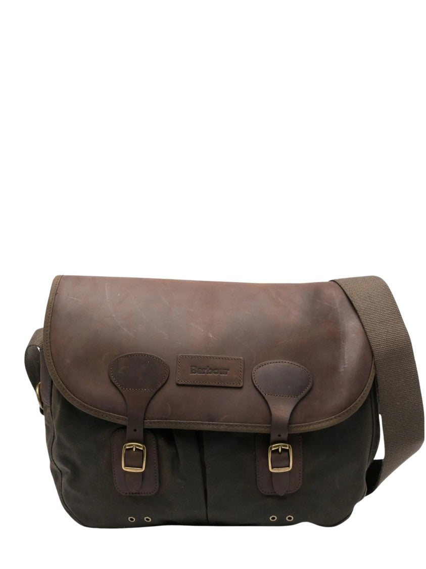 Barbour Aged Brass Accent Leather Messenger Bag