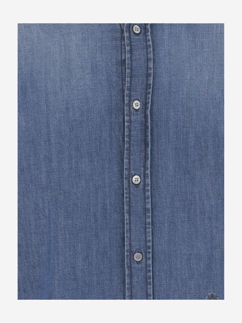 Jacob Cohen Cotton Denim Shirt With Classic Collar And Curved Hem