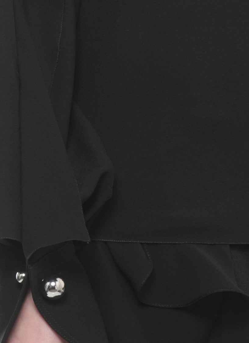 Lanvin Black Haut Silk Volant Long-Sleeved Top