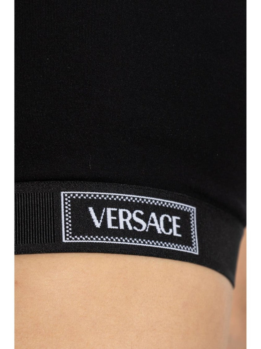 Versace Racerback Sports Bra With Logo Patch