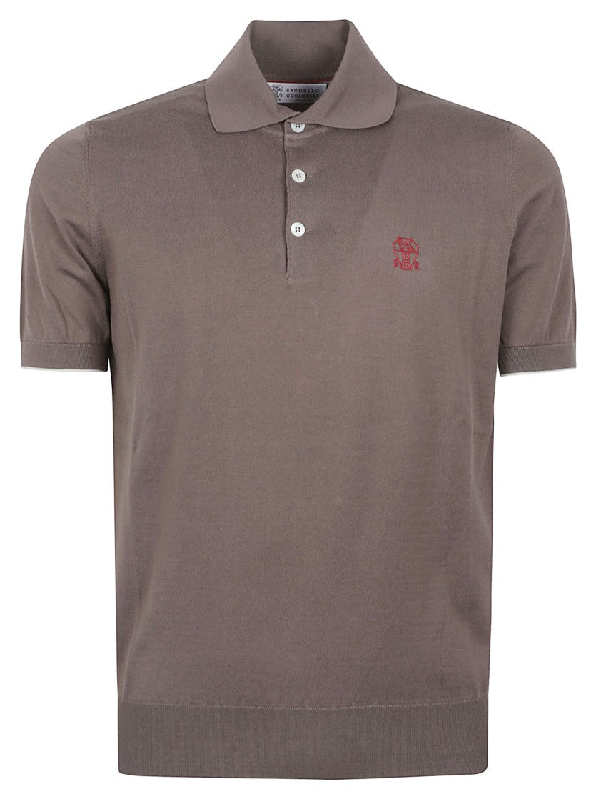 Brunello Cucinelli Short-Sleeve Polo Shirt With Classic Collar And Embroidered Detail
