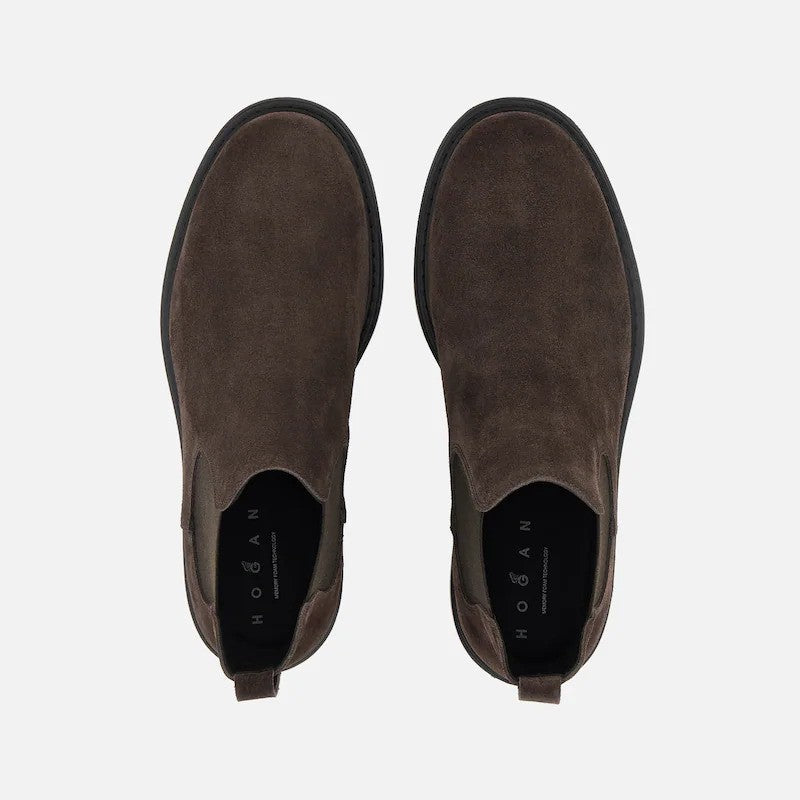Hogan Dark Brown Suede Chelsea Boots