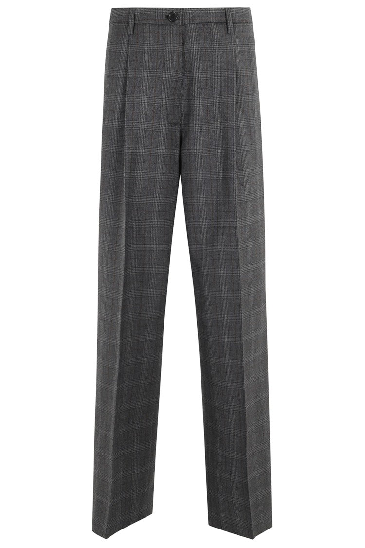 Aspesi Gray Check Wool Pants With Tailored Silhouette