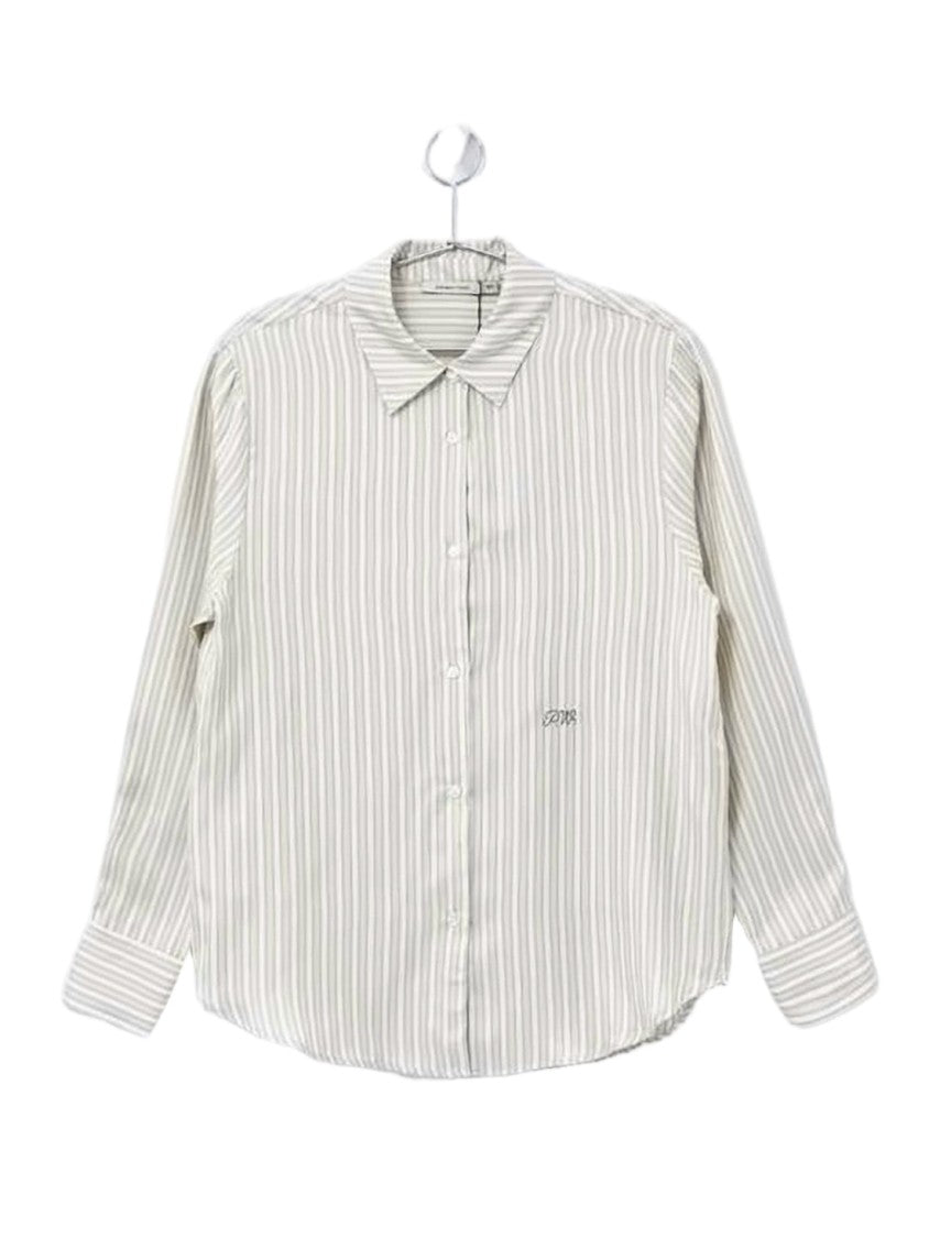 Paloma Wool Silk Button-Up Shirt With Vertical Stripe Pattern