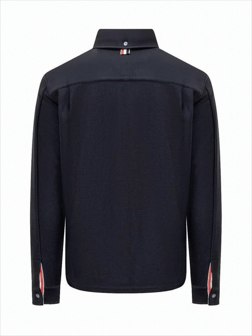 Thom Browne Button-Up Jacket With Distinctive Stripe Detail