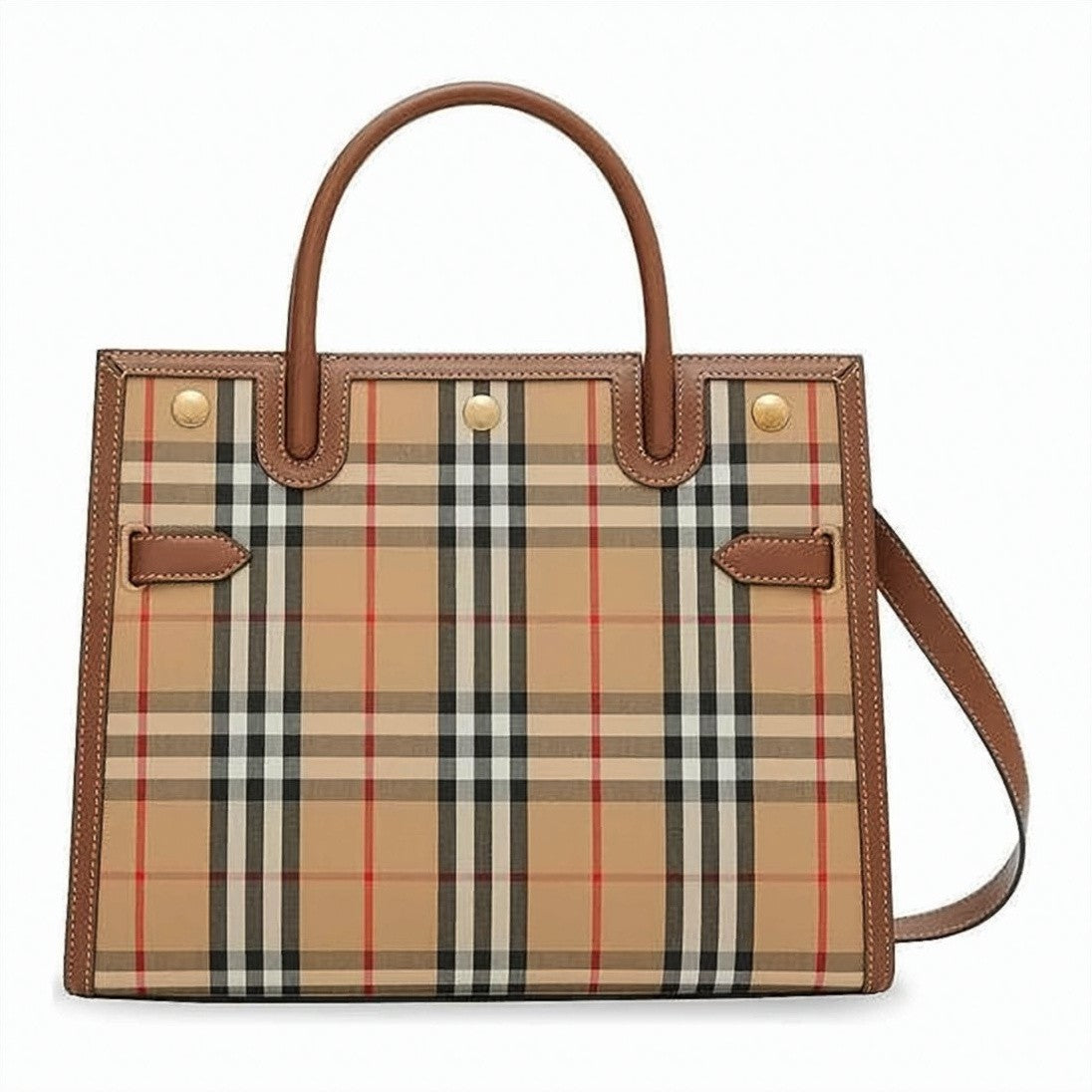 Burberry Classic Plaid Tote Bag With Structured Silhouette