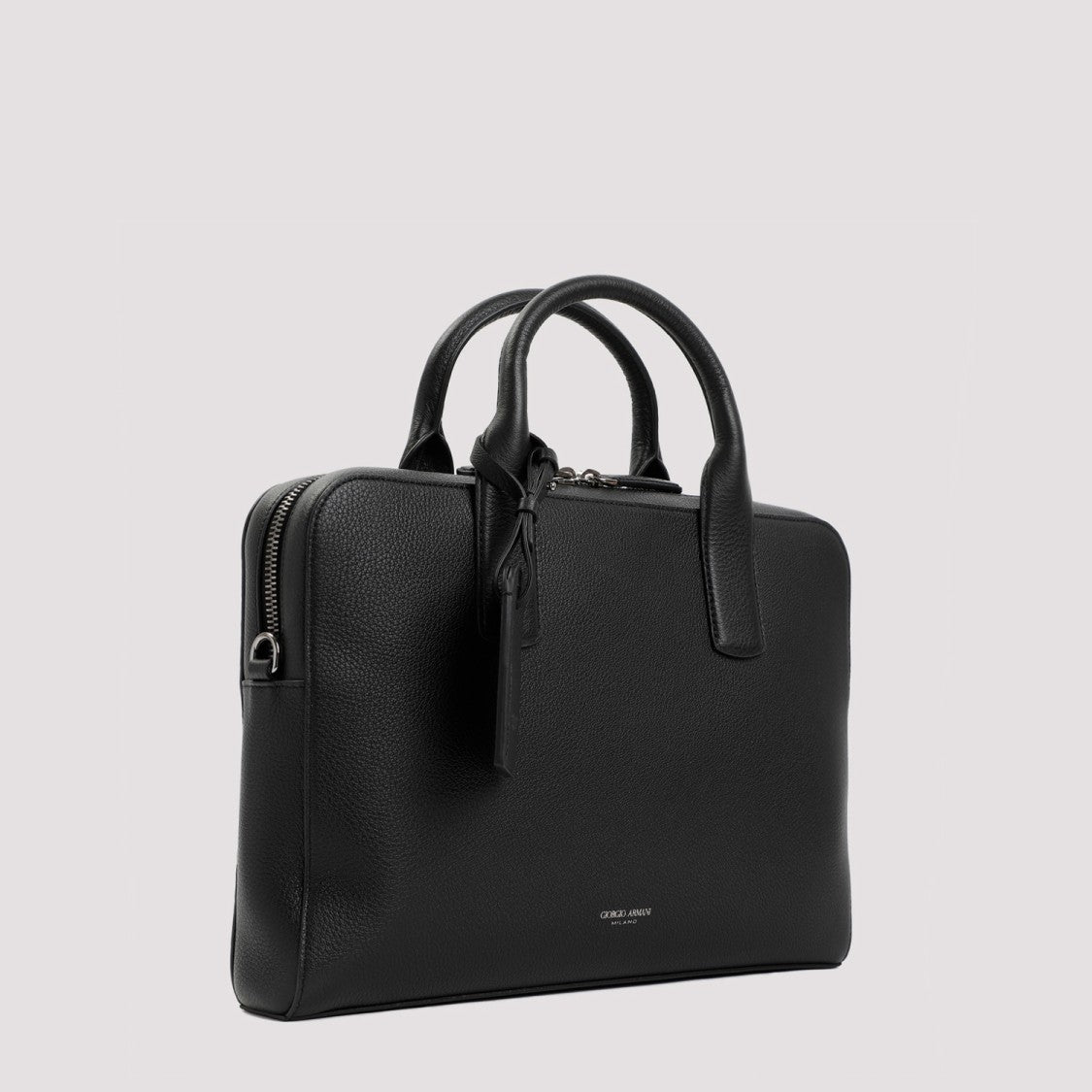Giorgio Armani Black Grained Calf Leather Bag