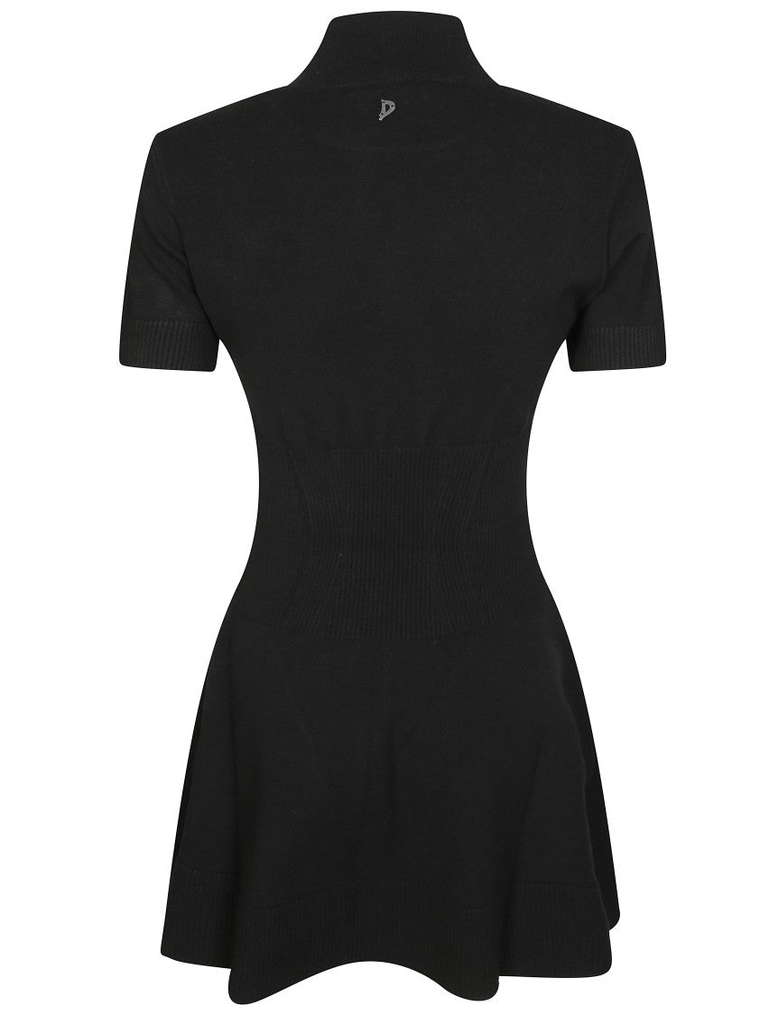 Dondup Fitted Black Dress With High Neckline