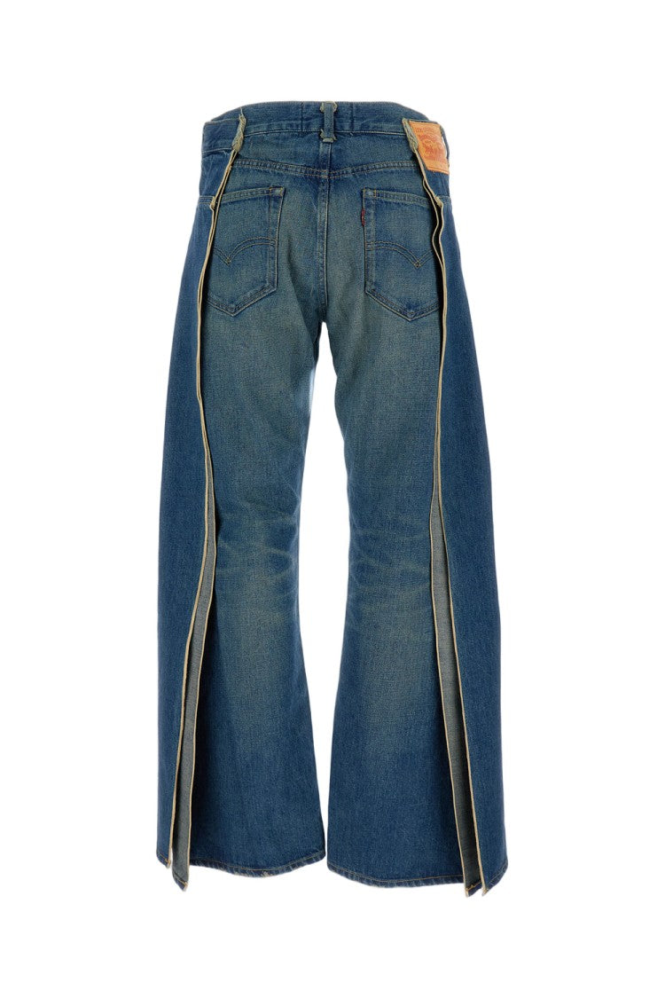Junya Watanabe Wide-Leg Vintage-Effect Jeans With Pleated Detailing