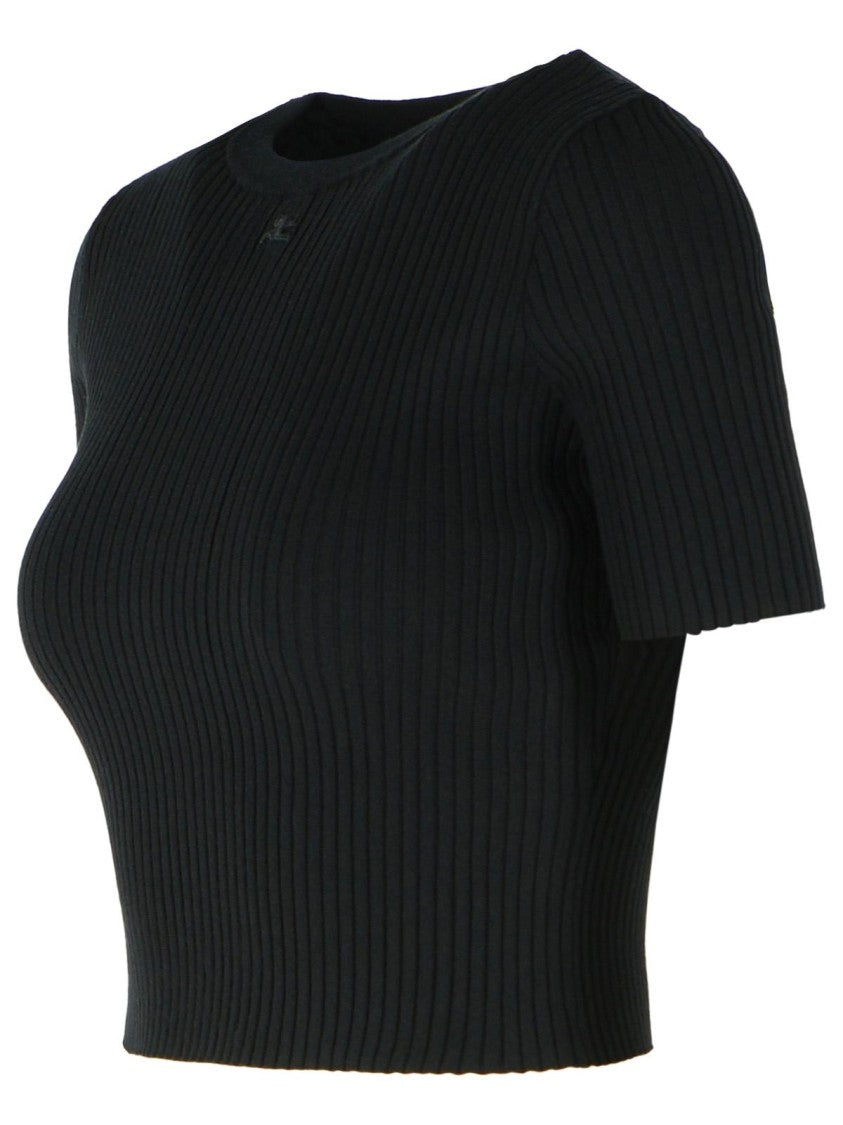 Courrèges Black Viscose Blend T-Shirt