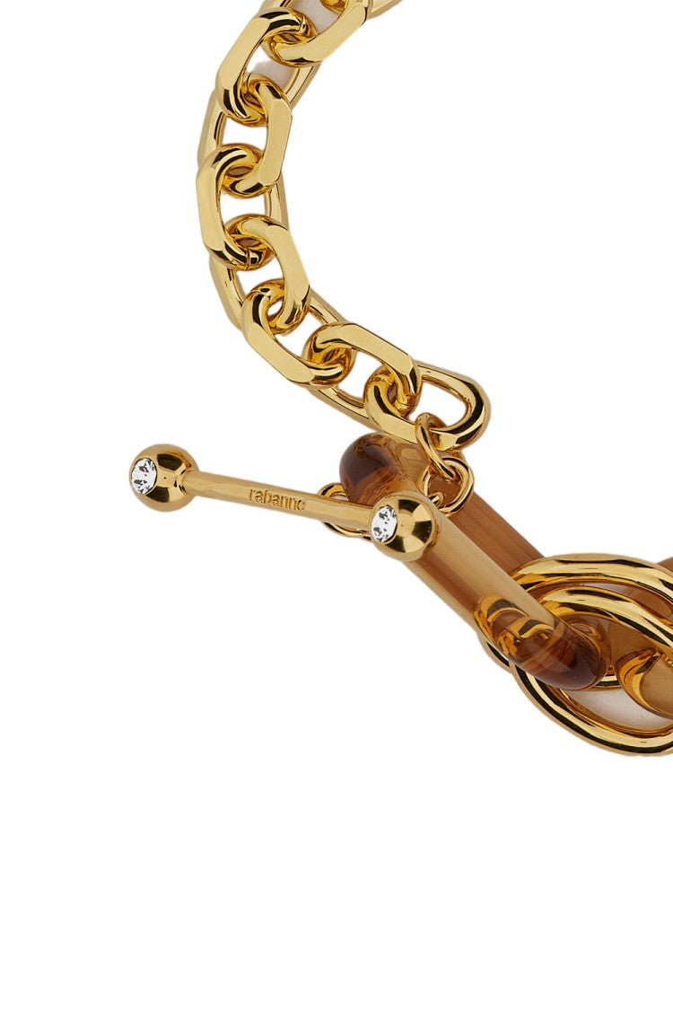 Rabanne Gold Sculptural Crystal Chain Link Necklace