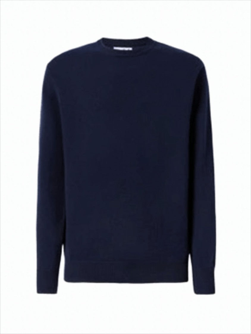 Mc2 Saint Barth Merino Wool Crew Neck Sweater With Ribbed Detailing