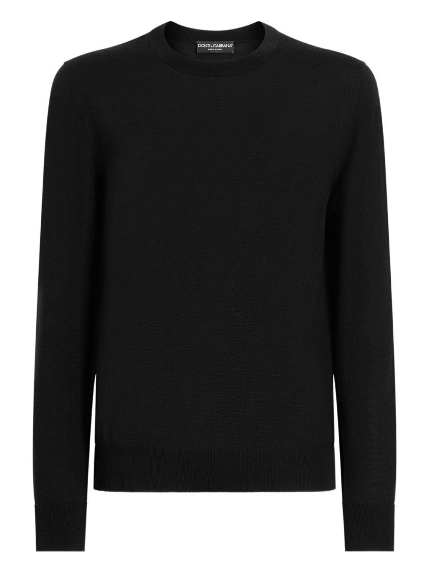 Dolce & Gabbana Refined Black Crew Neck Sweater In Virgin Wool