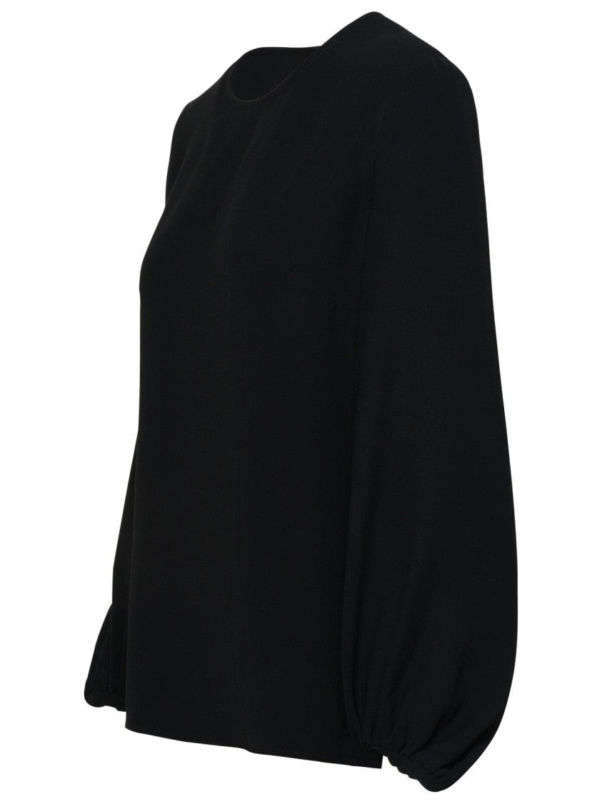 P.A.R.O.S.H. Gathered Cuff Blouse With Round Neckline