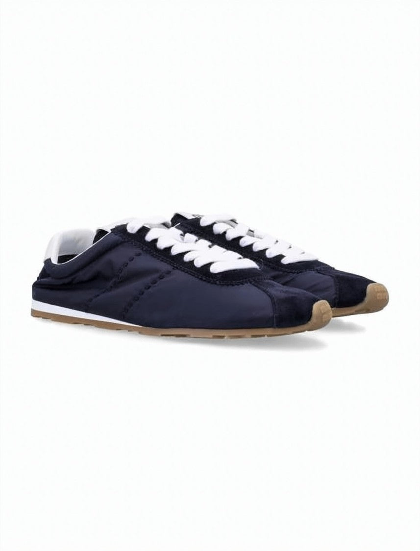 Miu Miu Quilted Low-Profile Sneakers With Contrasting Heel Tab