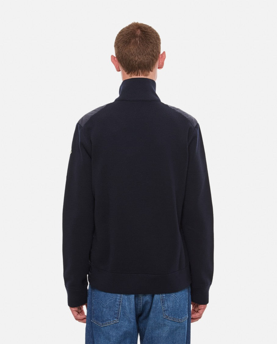 Moncler Front Zip Cardigan With Ribbed Details