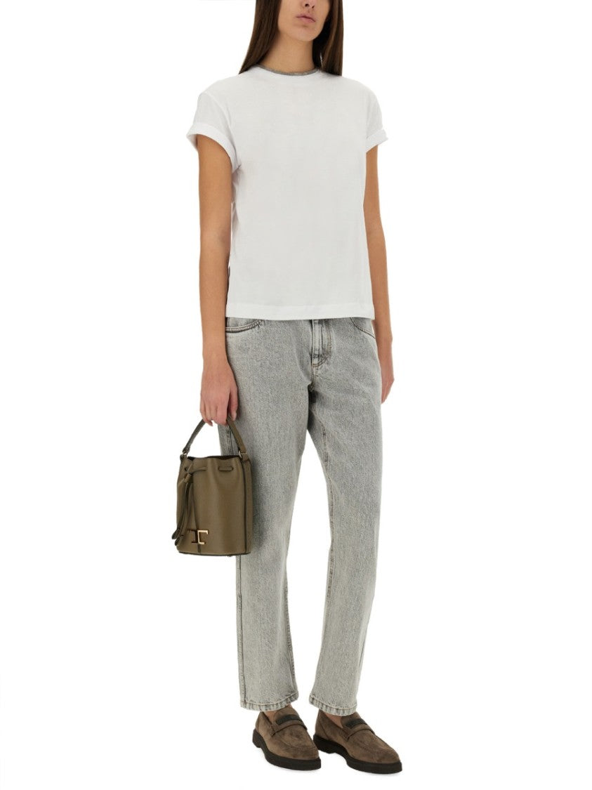 Brunello Cucinelli Rolled-Sleeve Stretch Cotton T-Shirt