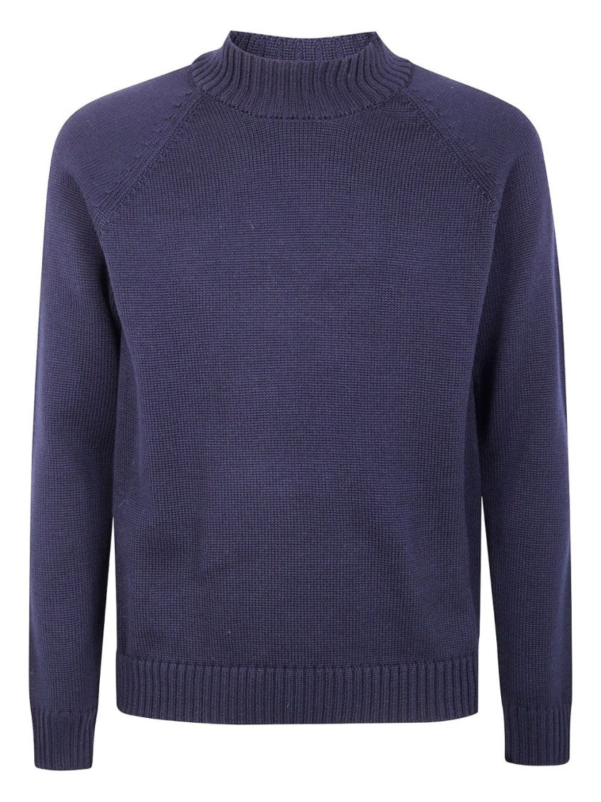 Zanone Boxy Crew Neck Sweater With Ribbed Detailing