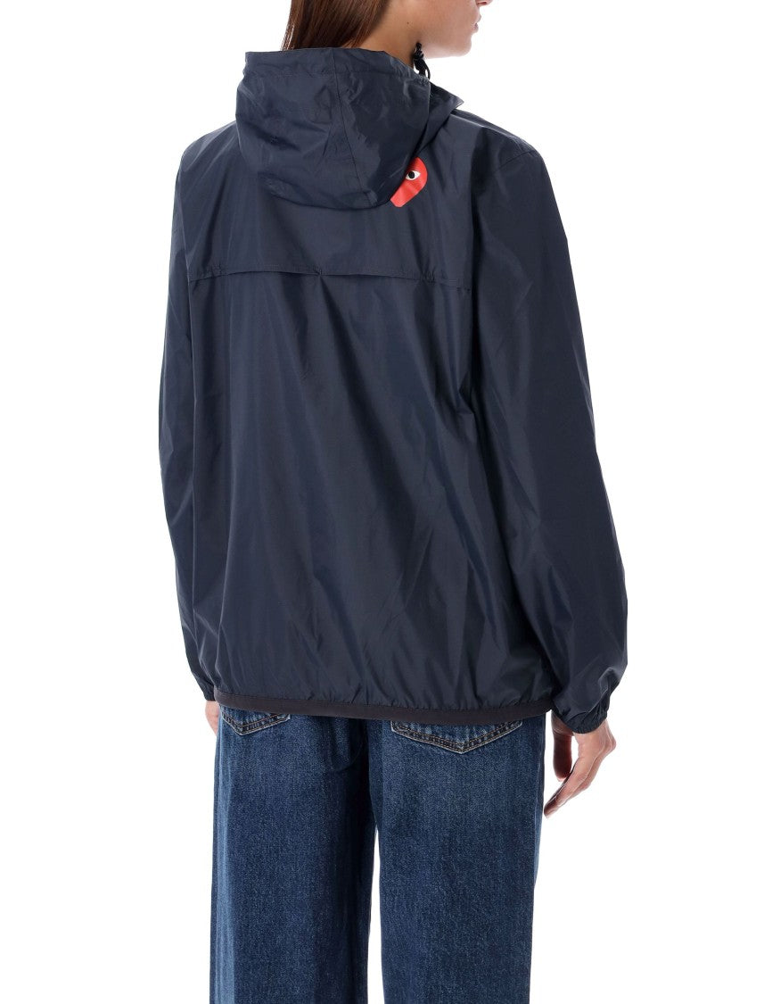 Comme Des Garçons Lightweight Full Zip Jacket With Hood And Iconic Heart Embroidery