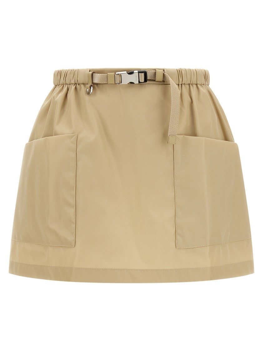 Prada Re-Nylon Mini Skirt With Saffiano Leather Accents