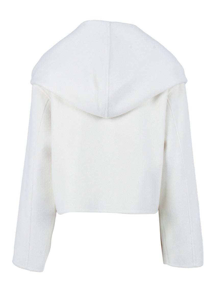 P.A.R.O.S.H. Cropped White Wool Jacket