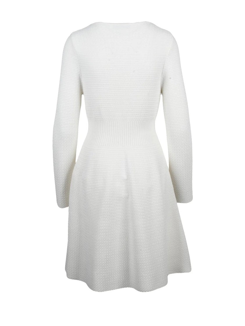 Valenti White A-Line Rayon-Blend Stretch Dress