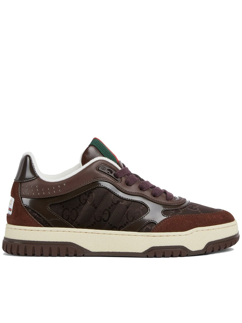 Gucci Brown Remotion Suede Glossy Leather Sneakers