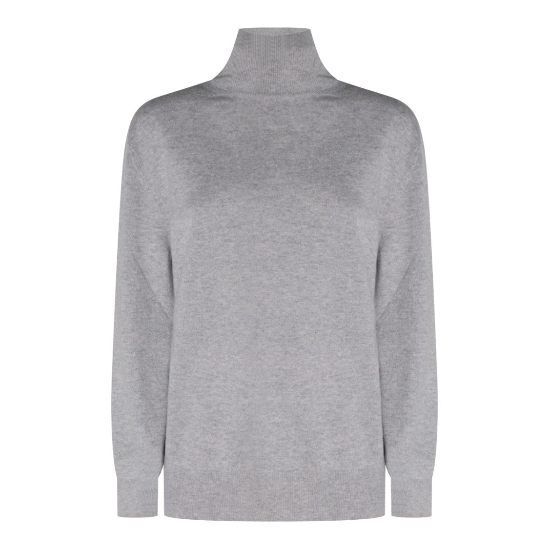 Malo Grey High Collar Cashmere Knit Sweater