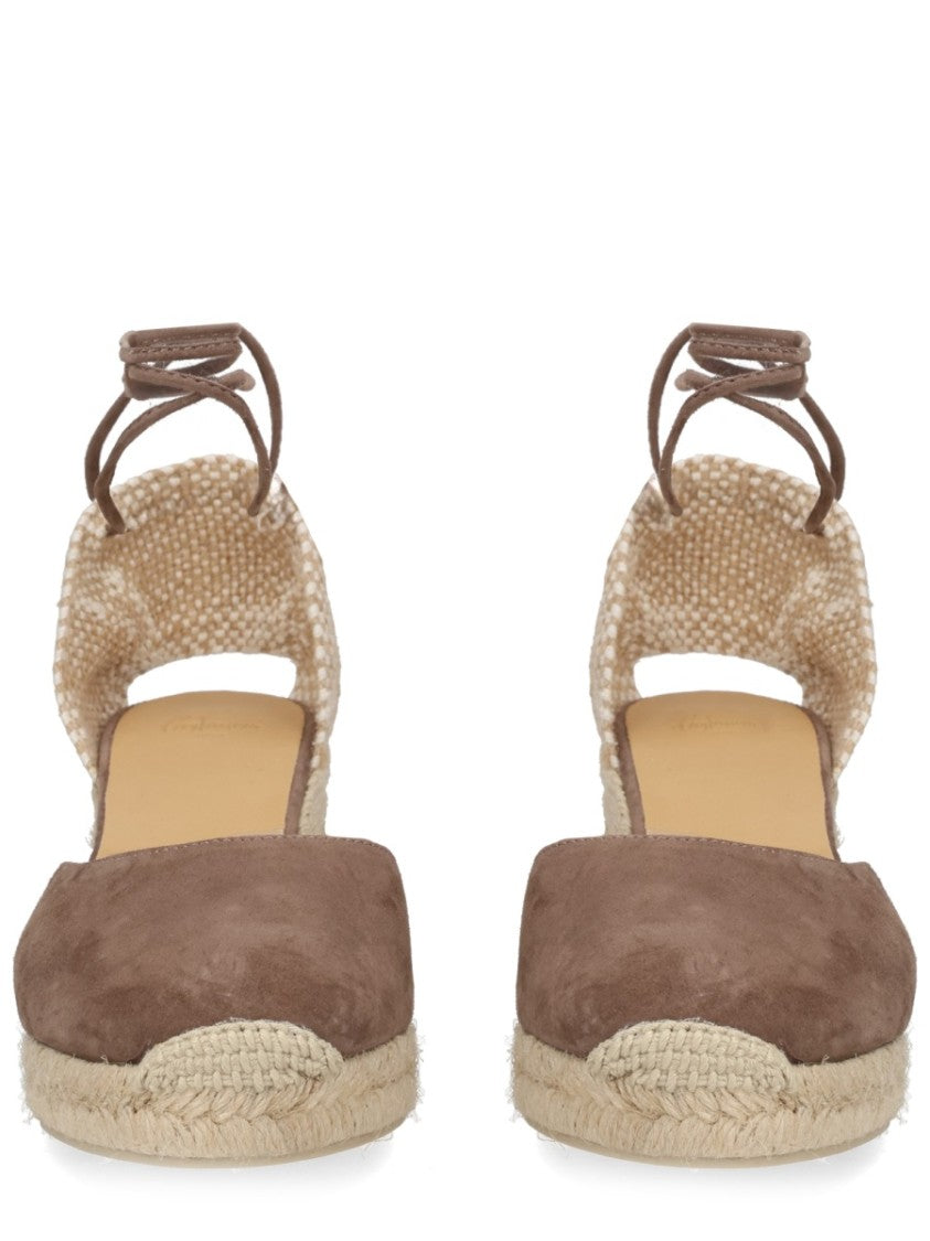 Castaner Brown Cute Leather Wedge Sandals