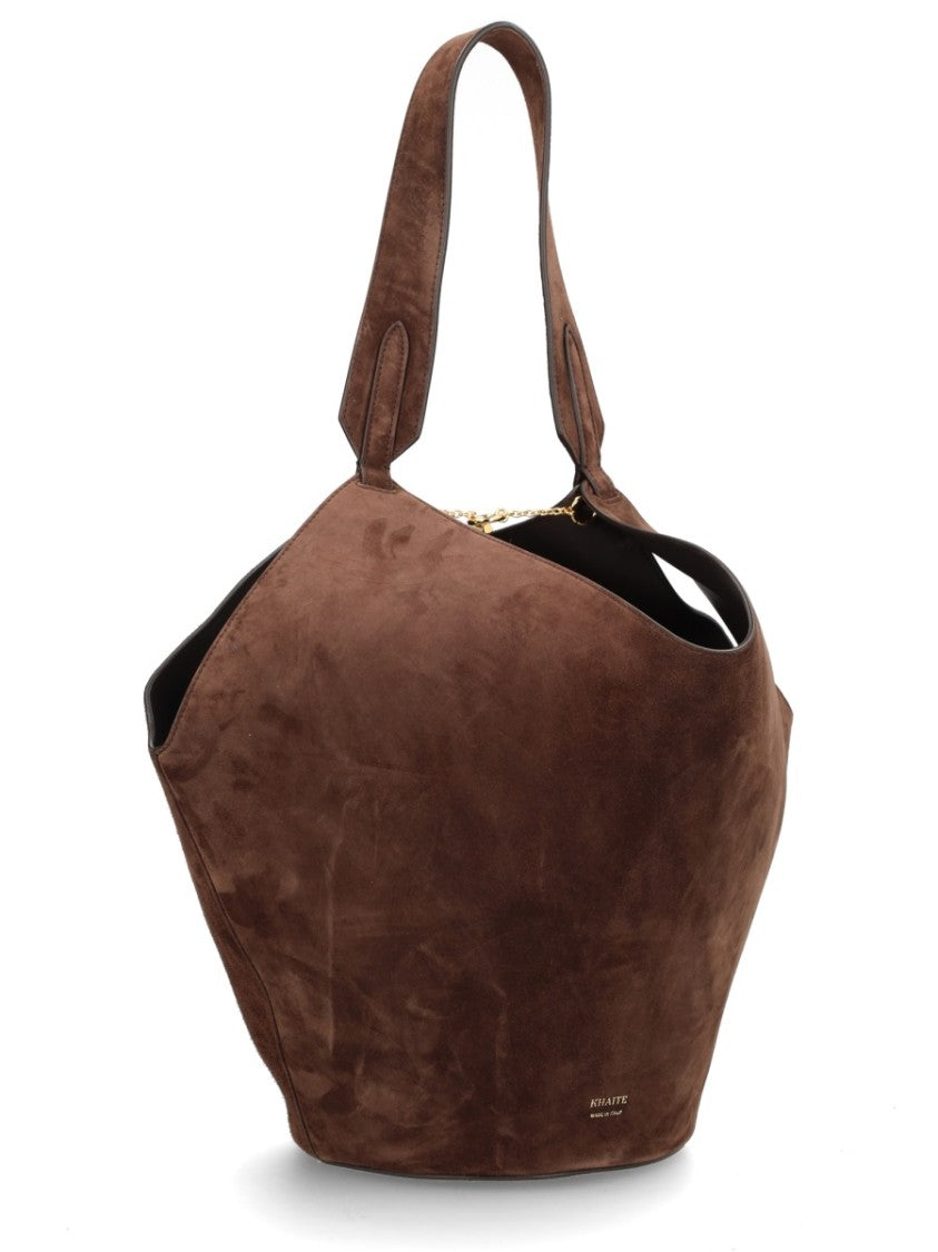 Khaite Brown Angular Calf Leather Tote Bag