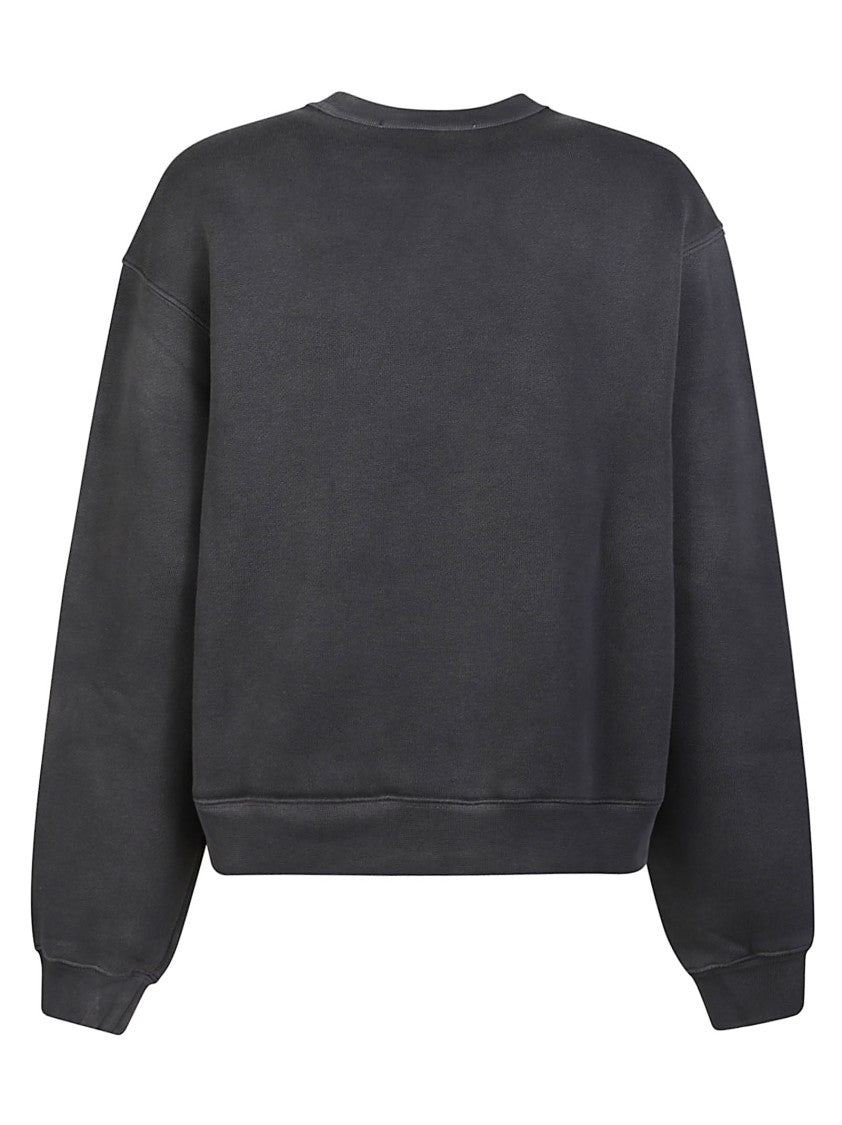 T By Alexander Wang Hotfix Logo Cropped Cotton Blend Sweatshirt