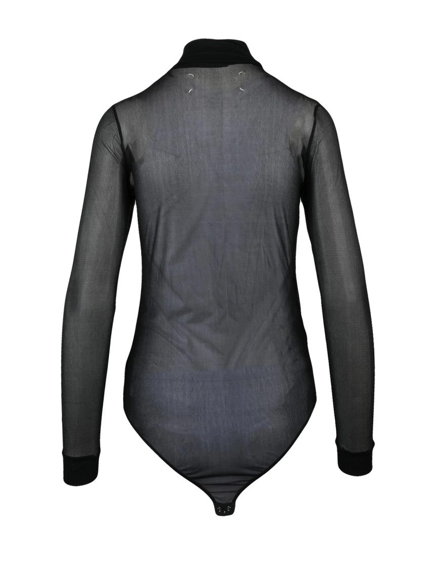 Maison Margiela Black Viscose Sheer Bodysuit