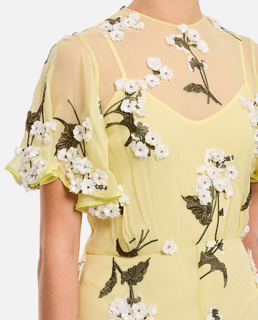 Erdem Yellow Midi Cocktail Dress