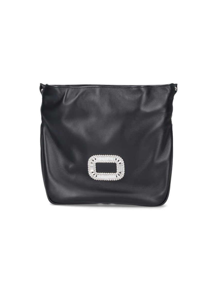 Roger Vivier Black Pilgrim Crystal Nappa Shoulder Bag