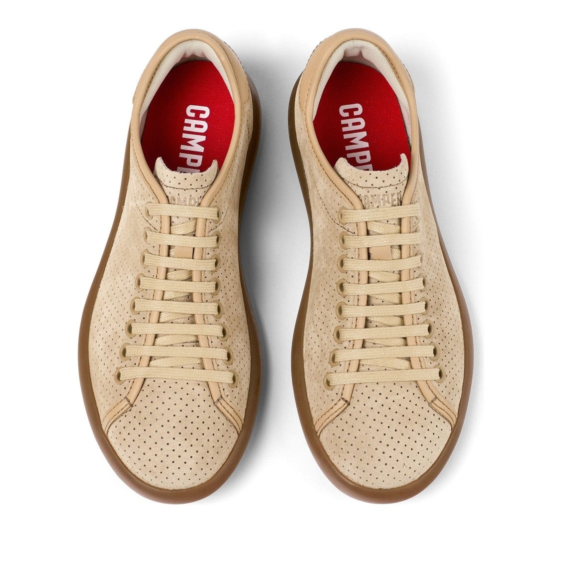 Camper Strobel Beige Perforated Pigskin Sneakers