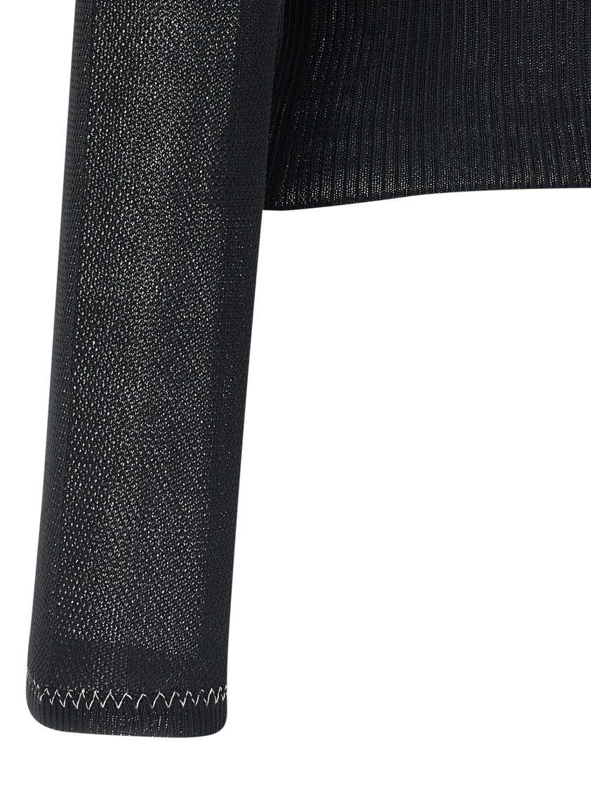 Tory Burch Semi-Transparent Mesh Cardigan With Zigzag Stitching