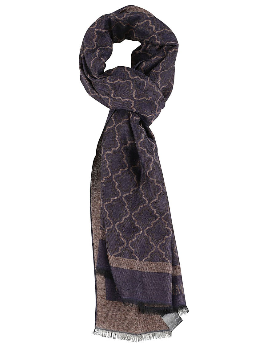 Emporio Armani Geometric Pattern Fringed Viscose-Blend Scarf