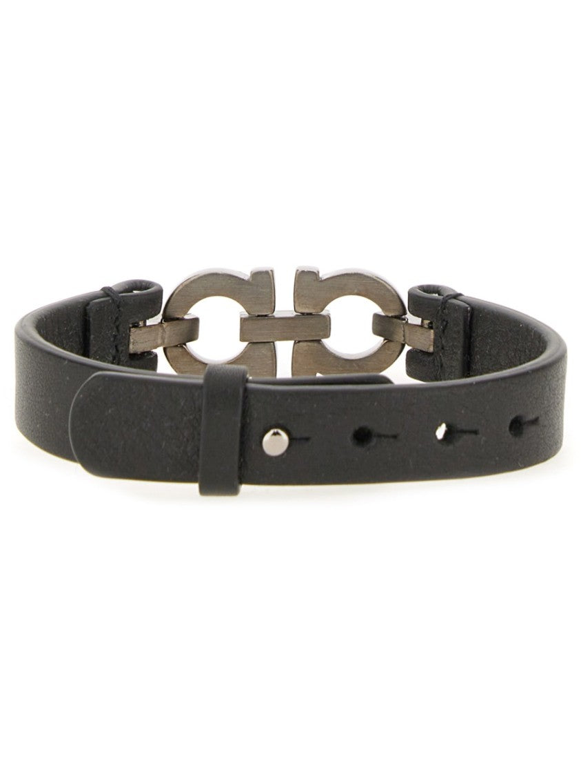 Ferragamo Double Interlocking Metal Clasp Bracelet