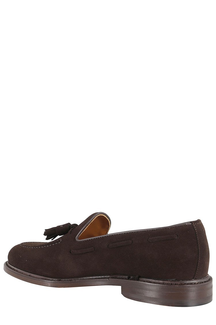 John Spencer Brown Superbuck 173 Detailed Stitching Suede Loafers