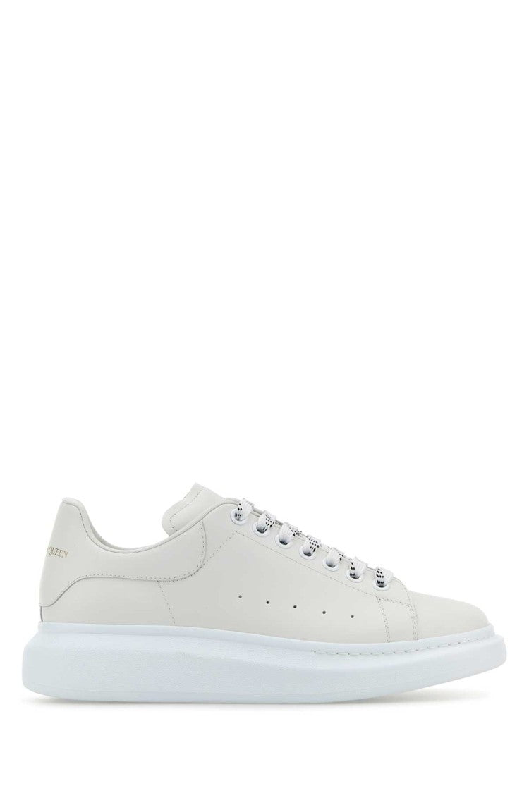 Alexander Mcqueen Chalk Leather Sneakers With Chalk Leather Heel