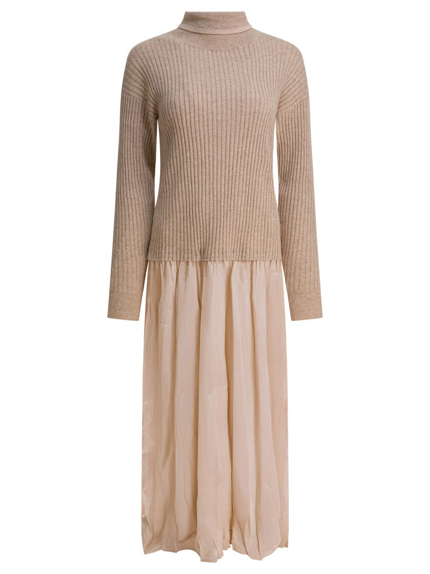 Max&Moi White Wool-Cashmere Blend Midi Dress