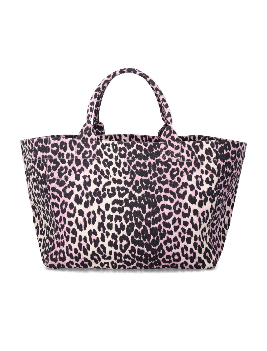 Ganni Leopard Printed Sequin Xxl Tote