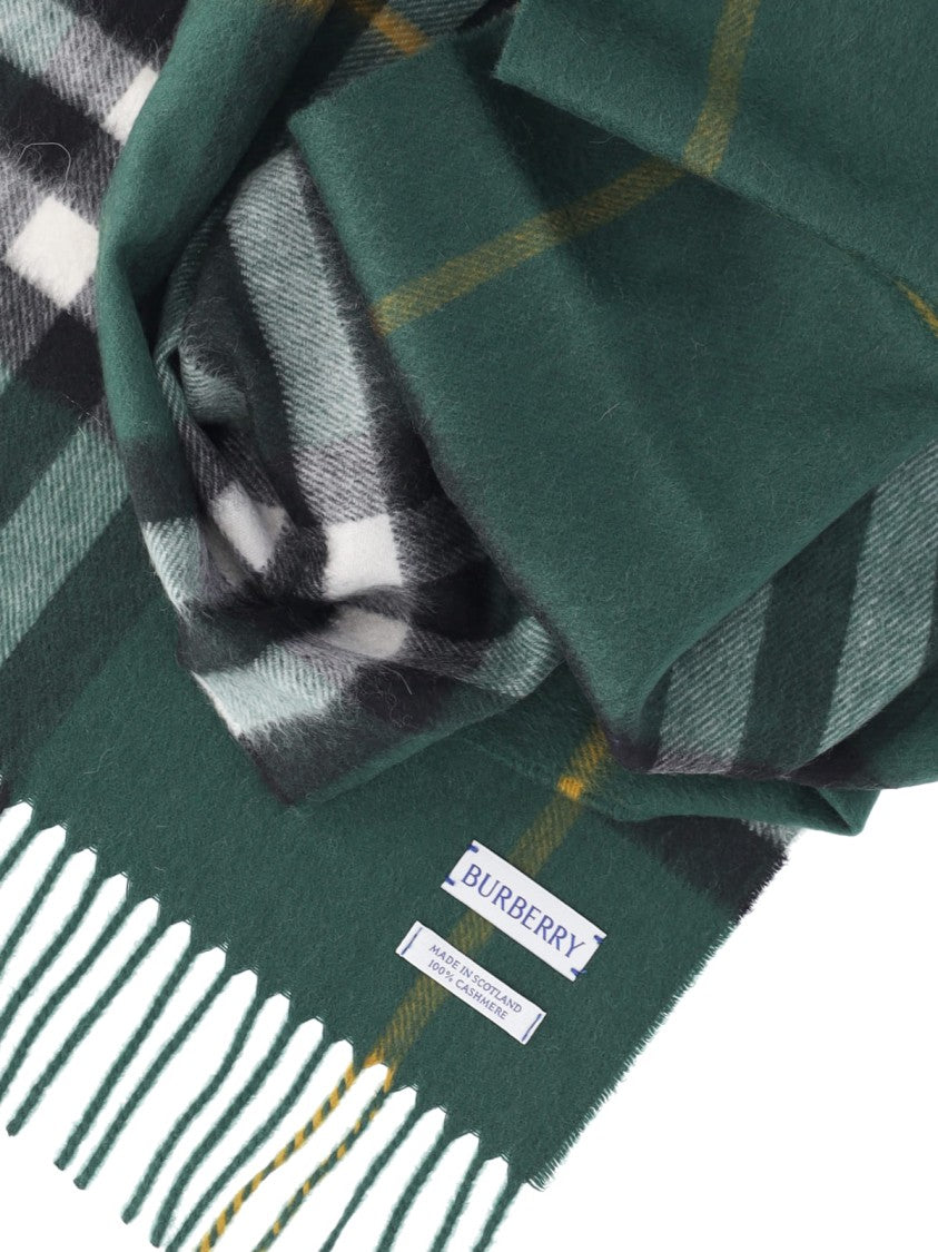 Burberry Check Cashmere Scarf – Dark Green