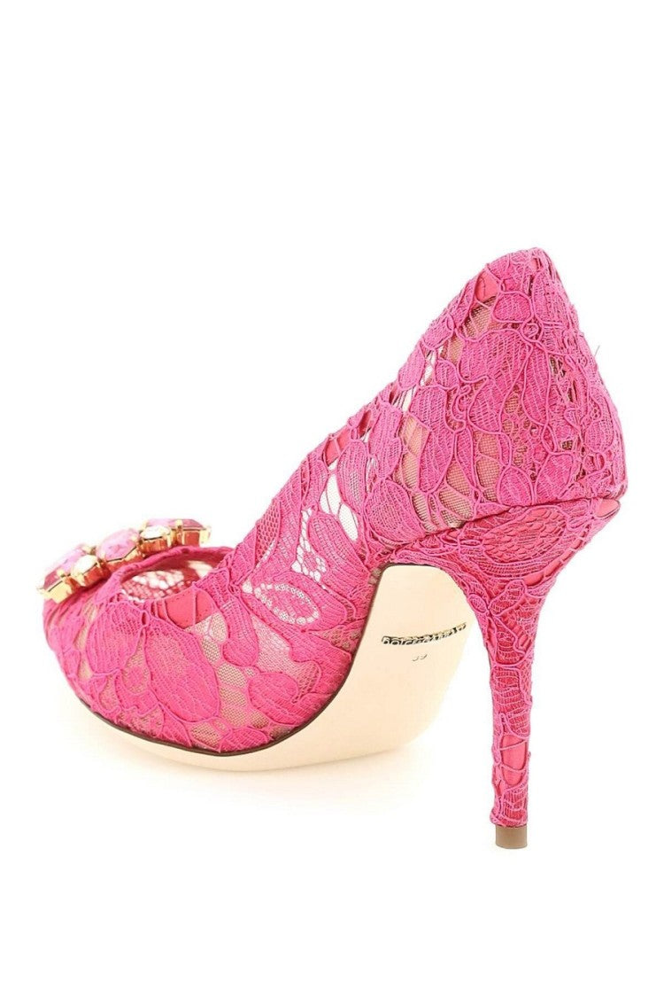 Dolce & Gabbana Fuchsia Woven Viscose-Cotton Blend Pumps
