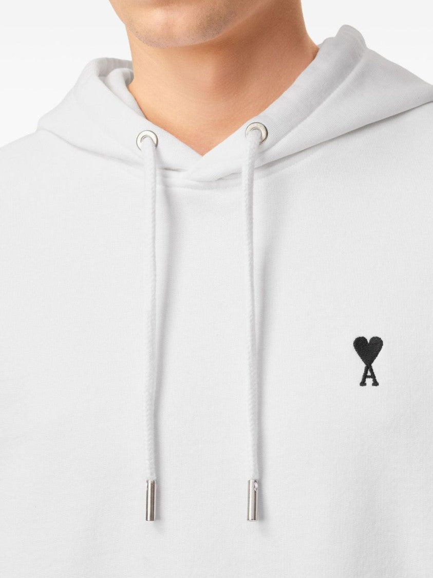 Ami Paris White Logo Detail Pouch Pocket Hoodies